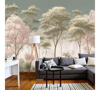 DLERFLOVR 3D Effect Wallpaper 400x280cm, Lush Forest Art Wall Murals Dream Forest Print Photo Wall Decoration for Living Room Bedroom Home Hallway Lounge, Sage Green