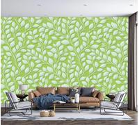 DLERFLOVR 3D Effect Wallpaper 450x315cm, Willow Leaves Art Wall Murals Fresh and Natural Style Print Photo Wall Decoration for Living Room Bedroom Home Hallway Lounge, Light Green