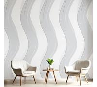 DLERFLOVR 3D Photo Wallpaper Wavy Lines Pattern 250x175cm - Geometric Lines Silk Cloth Mural Wallpaper, Grey Wall Stickers Art Wall Mural for Living Room Sofa Tv Background Bedroom