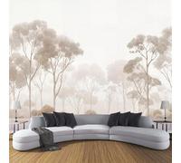 DLERFLOVR 3D Silk Wall Mural Misty Forest Photo Wallpaper Forest Tree Canopy Poster Picture Design Modern Wall Art for Living Room Bedroom Restaurant Home Decor, 400x280cm, Off White
