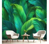 DLERFLOVR 3D Wall Mural Surrealism 400x280cm Photo Wallpaper Large Banana Leaves Poster Picture Design Modern Wall Mural Decoration for Living Room Bedroom Dorm Office Décor, Green