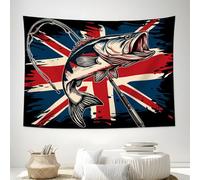 DLERFLOVR American Retro Style Fishing Tapestry Wall Hanging - British Flag Wall Tapestries Aesthetic Home Decor for Bedroom Living Room Nursery, 150x100 cm, Navy Blue