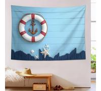 DLERFLOVR Anchor And Starfish Tapestry Nautical Theme Wall Hanging Tapestries Decorative Wall Art Aesthetic Wall Decor for Bedroom Dorm Room, Light Blue - 200x150 cm