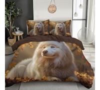DLERFLOVR Autumn Samoyed Duvet Cover Sets, Reversible Single Bedding Bed Set, Nature Photography Comforter Cover with Zipper Closure and 1 Pillowcases 50x75 cm, Yellow