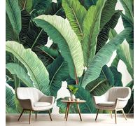 DLERFLOVR Banana Leaf Illustration 3D Silk Wall Mural Tropical Plants Photo Wallpaper Poster Picture Design for Living Room Kids' Bedroom & Home Interiors, 150x105cm, Dark Green
