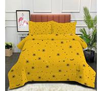 DLERFLOVR Black Star And Eyelashes Coverless Duvet Single 2, Coverless Duvets Cute Style Cosy and Lightweight 135x200cm Quilt with Pillowcase for All Seasons, Turmeric
