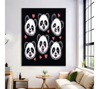 DLERFLOVR Canvas Wall Art 80 x 120 cm, Panda Face Canvas Pictures Animal Stickers Artwork Print Poster for Living Room Bedroom Bathroom Office Wall Decor, No Framed, Black And White