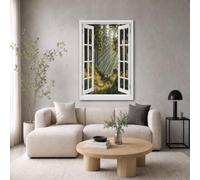 DLERFLOVR Canvas Wall Art Unframed - Forest Flower Border Artwork, Misty Forest Wall Decor for Living Room, Bedroom, Hallway or Entryway Home Decoration, 40x60cm, Green
