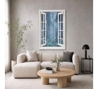 DLERFLOVR Canvas Wall Art Unframed Misty Forest Canvas Prints Artwork Spruce Moss Forest Art Print Wall Poster Decor for Living Room, Hallway or Office, 40x60cm, Haze Blue