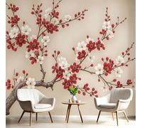 DLERFLOVR Chinese Traditional Art Wall Paper, 350x256cm Photo Wallpaper Ancient Plum Tree Poster Picture Design Modern Wall Mural Decoration for Living Room Bedroom Office, Beige
