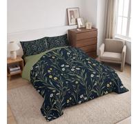 DLERFLOVR Dark Night Starry Wind Coverless Duvet King - 240x220cm, Super Soft and Comfy Daisy Star Quilt Set Reversible Comforter Set Lightweight Down Alternative with 2 Pillowcases, Deep Blue