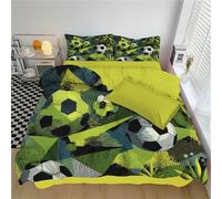 DLERFLOVR Double Bedding Set Football Duvet Cover Set Breathable Abstract Geometry Comforter Cover Reversible Quilt Cover Machine Washable Bed Set with Pillowcases, Bright Green