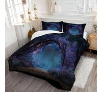 DLERFLOVR Double Duvet - Cosmic Portal Coverless Duvet - All Seasons Enchanted Forest Duvet- Quilt with Pillowcases - Lightweight Washable Comforter 200x200cm Purple