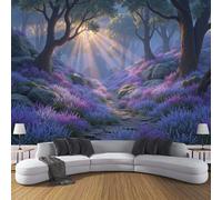 DLERFLOVR Dream Forest Photo Wallpaper, 300x210cm Sunlight Filters Through The Treetops Wall Murals 3D Effect Large Wallpaper Wall Decor for Living Room, Sofa, TV Background, Hallway, Purple