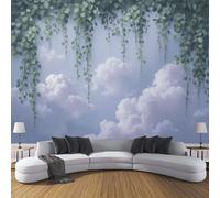 DLERFLOVR Dreamy Misty Sky Photo Wallpaper 300x210cm Wall Mural Hanging Ivy Poster Picture Design Wall Art Decor for Living Room, Bedroom, Office, Grey