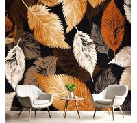 DLERFLOVR Dry Leaves Wallpaper 450x315cm - Chicago Art Wall Mural Brown Photo Wallpaper Silk Contact Paper for Living Room Bedroom TV Backdrop Hallway