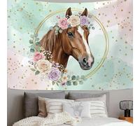 DLERFLOVR Fairy Tale Style Wall Hanging - 200x150 cm Yoga Meditation Tapestry Rose White Horse Tapestries Wall Art for Bedroom, Living Room, Cafe & Dining Room, Light Purple