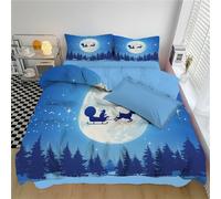 DLERFLOVR Forest Night Sky Duvet Cover - Santa'S Sleigh Super King Bedding Set with Pillowcases - Soft Quilt Cover Bed Set - Easy Care Winter Bed Linen, 240x260cm, Blue