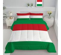DLERFLOVR Hungarian Flag Reversible Duvet Super King for All Seasons, Patriotism Down Alternative Quilted Comforter, Lightweight and Machine Washable Bedding Set, 260x230cm, White Green