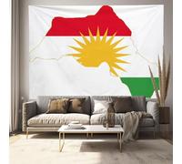DLERFLOVR Kurdish map and flag Tapestry Light and Independent Culture Wall Tapestry White Tapestries Aesthetic Wall Hanging for Yoga Meditation Bedroom and Dorm Decor - 100x75 cm