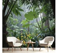 DLERFLOVR Large Leaves and Plants Wallpaper 200x140cm - Tropical Rainforest Wall Mural Forest Green Photo Wallpaper Silk Contact Paper for Living Room Bedroom TV Backdrop Hallway
