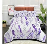 DLERFLOVR Lavender All Season Duvet - 200x200cm Coverless Duvet Simple Garden Down Alternative Cosy and Lightweight with Pillowcases, Purple