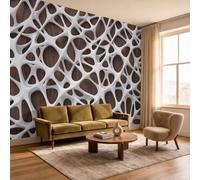 DLERFLOVR Mesh Wood Grain Wall Murals 400x280cm Mural Wallpaper Three-Dimensional Hollow Geometry Wall Art Large Format Digital Print for Bedroom Living Room Tv Background Wall Decoration, Pure White
