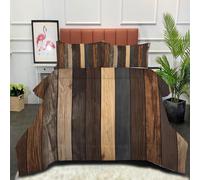 DLERFLOVR Mixed Wood Grain Duvet Set, Rustic, Soft Reversible Coverless Duvet with 2 Pillowcases, Down Alternative Bedding Comforter Sets for All Seasons, Brown 200x200cm