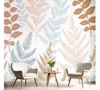 DLERFLOVR Multi-Colored Leaves Wallpaper 250x175cm - Ferns Wall Mural Light Blue Photo Wallpaper Silk Contact Paper for Living Room Bedroom TV Backdrop Hallway