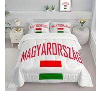 DLERFLOVR National Sentiment Coverless Duvet Super King, Reversible Comforter with Pillowcase Lightweight and Warm Hungarian Flag Quilt Bedding Set for All Season, 260x230cm, White