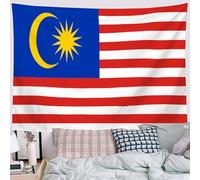 DLERFLOVR National Sentiment Tapestry Wall Hanging - Malaysian Flag Wall Tapestries Aesthetic Home Decor for Bedroom Living Room Nursery, 200x150 cm, Red And White
