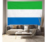 DLERFLOVR National Symbol Tapestry Wall Hanging - Sierra Leone Flag Wall Tapestries Aesthetic Home Decor for Bedroom Living Room Nursery, 150x130 cm, Blue-Green