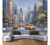 DLERFLOVR New York City Street View Photo Wallpaper Retro Style Wall Mural Silk Wall Décor Art Large Poster Picture Design Modern for Living Room Bedroom Dorm Décor 250x175cm - Gray-Blue