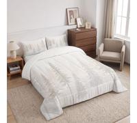 DLERFLOVR Nordic Minimalism Coverless Duvet Double, 200x200cm Reversible Quilted Bedding Bed Sets Misty Coniferous Forest Quilted Quilt Breathable Bedspreads Quilted Throw with Pillowcase, White