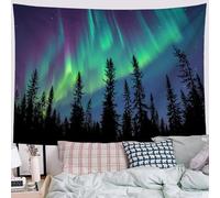 DLERFLOVR Northern Lights Forest Tapestry Wall Hanging 230x180 cm Tapestries Natural Wonders Wall Decor Wall Art Home Decoration for Bedroom, Dorm, Living Room, Blue-Green