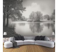 DLERFLOVR Old Film Texture Photo Wallpaper 400x280cm Wall Mural British Parks and Lakes Poster Picture Design Wall Art Decor for Living Room, Bedroom, Office, Light Gray