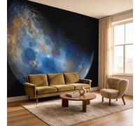 DLERFLOVR Panoramic Science Fiction Moon Wallpaper Murals, Silk Art Print | Lunar Craters Photo Wallpaper, 3D Effect Wall Covering for Living Room, Dining Room, Bedroom, 250x175cm