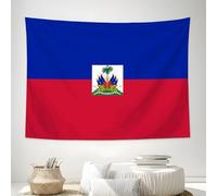 DLERFLOVR Patriotic Sentiments Tapestry Wall Hanging - Haitian Flag Wall Tapestries Aesthetic Home Decor for Bedroom Living Room Nursery, 200x150 cm, Dark Blue