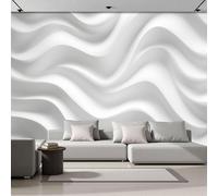 DLERFLOVR Photo Wallpaper Three-Dimensional Geometry, 300x210cm Wall Mural Wave Texture Poster Picture Design Artwork Background Wall Decoration for Living Room Bedroom TV Backdrop, White