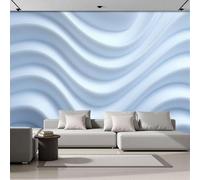 DLERFLOVR Photo Wallpaper Three-Dimensional Geometry, 400x280cm Wall Mural Curve Wave Poster Picture Design Artwork Background Wall Decoration for Living Room Bedroom TV Backdrop, Light Blue