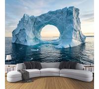 DLERFLOVR Polar Landscape Photography Wall Mural, Arch Iceberg Photos Wallpapers Silk Wall Mural Interior Design Decor Wall Sticker for Bedroom Living Room Corridor, 450x315cm, Ice Blue