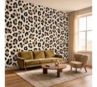 DLERFLOVR Retro Fashion Photo Wallpaper Panoramic 300x210cm | Premium Silk Wall Mural, Leopard Print Large Wall Decoration to Cover Bad Walls for Living Room Bedroom Kids Room