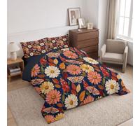 DLERFLOVR Retro Pastoral Style Super King Coverless Duvet Set,Pink | Moth Daisy Lightweight Quilt, 2 Pillowcases 50x75 cm, Soft Microfiber Bed Cover Bedding for All Seasons