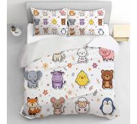 DLERFLOVR Super King Duvet Cover Sets - Cartoon Animals Bedding Set Ultrasoft Brushed Microfiber Cats, Dogs, Rabbits Quilt Cover Non Iron Luxury Bedding Sets with Pillow Cases, Pink