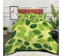 DLERFLOVR Super King Duvet - Green Leaves Coverless Duvet - All Seasons Simple Style Duvet- Quilt with Pillowcases - Lightweight Washable Comforter 240x260cm Light Yellow