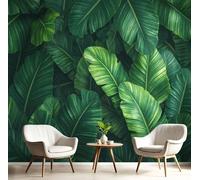 DLERFLOVR Surrealism Photo Wallpaper 350x256cm Wall Mural Large Banana Leaves Poster Picture Design Wall Art Decor for Living Room, Bedroom, Office, Green