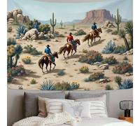 DLERFLOVR Tapestry Galloping Horses Across The Desert Wall Hanging Westfall Tapestries Poster Decor for College Dorm Beach Throws Table Cloth Bedding Wall Blanket, 230x180 cm, Light Brown