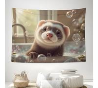 DLERFLOVR Tapestry The Little Ferret Was Playing Wall Hanging Realistic Style Tapestries Poster Decor for College Dorm Beach Throws Table Cloth Bedding Wall Blanket, 200x150 cm, Brown