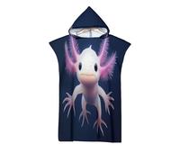 DLERFLOVR Towel Poncho, Mexican Axolotl Hooded Surf Poncho, Cute Creatures Beach Changing Robe for Women Microfiber Absorbent Quick Dry Bath Towel