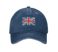 DLERFLOVR United Kingdom Flag Washed Cotton Baseball Cap, Streetwear Distressed Baseball Caps Vintage Sports Hat for Outdoor Golf Tennis Dark Blue